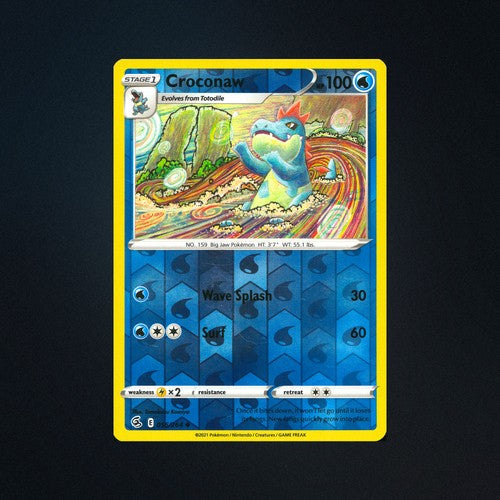 pokemon croconaw card 056/264 Fusion Strike Reverse Holo English NM – Card & Ink In Stock Only Color:Red Lx2 / None / Acrylic Display Case for