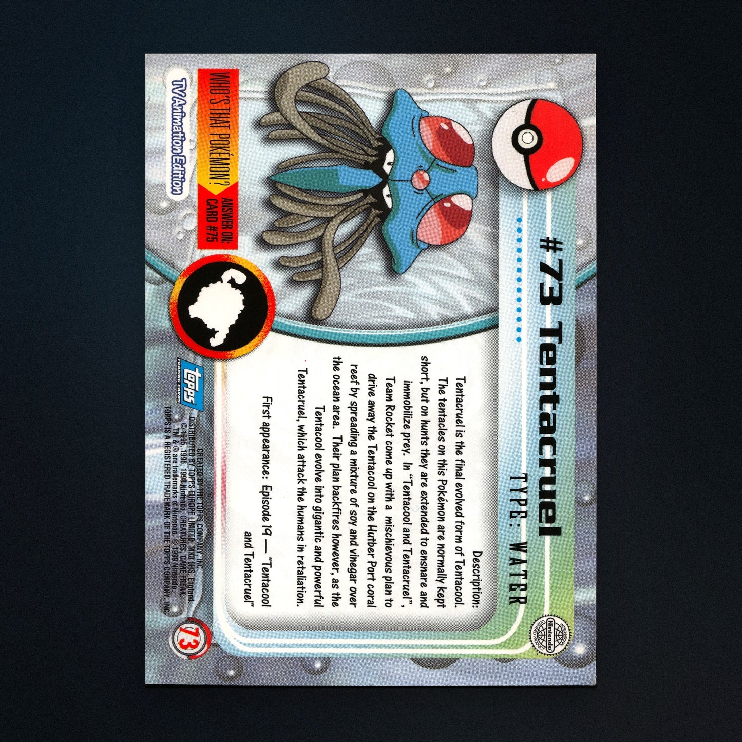 Tentacruel #73 - 1999 Topps Pokémon TV Animation Series 1 Silver Foil - Moderately Played back