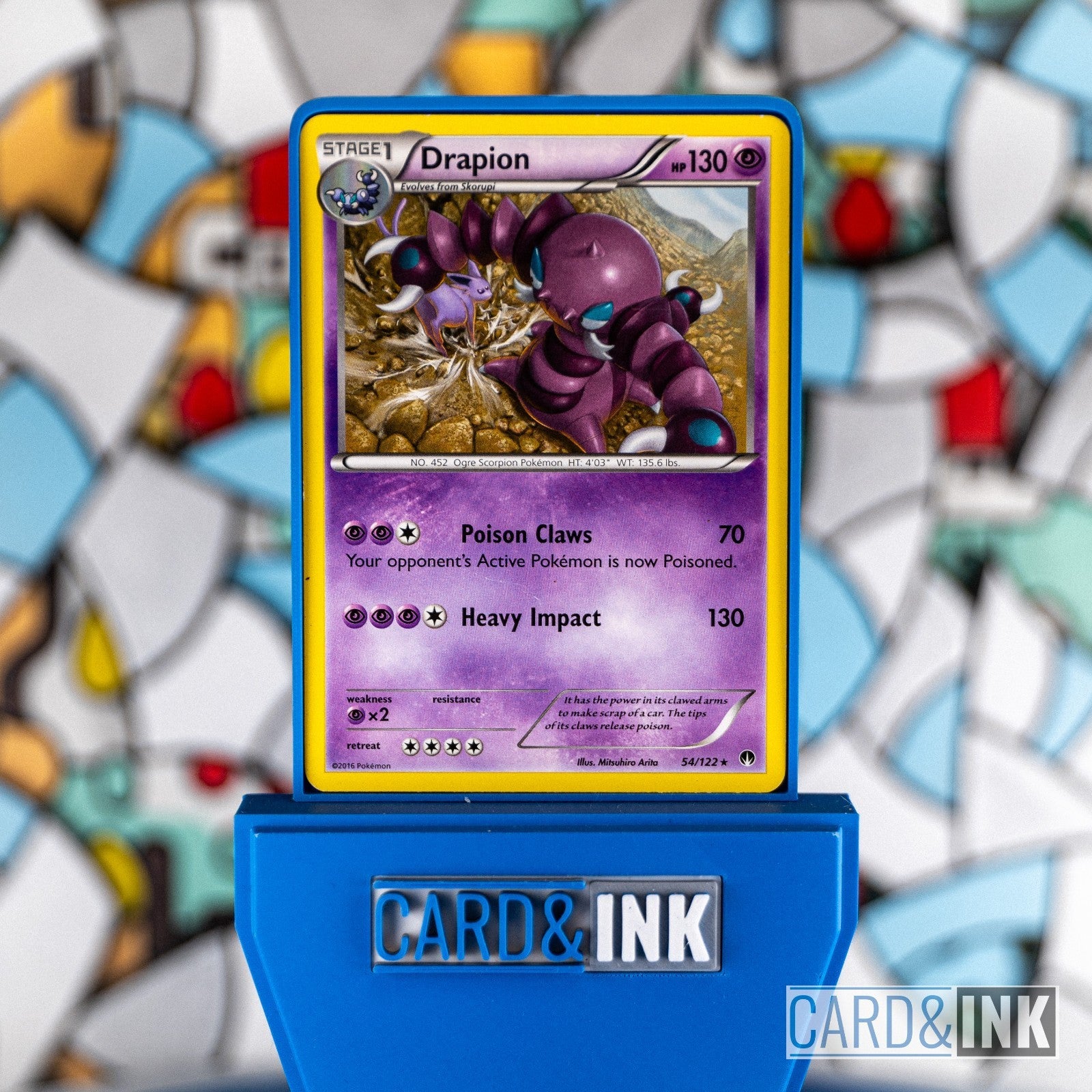pokemon drapion card 54/122 XY BREAKpoint MP – Card & Ink pokemon sealed Card | Set | Rating:Blanche Full Art | Pokemon Go | 9 Retreat Cost 3 New two card infinite