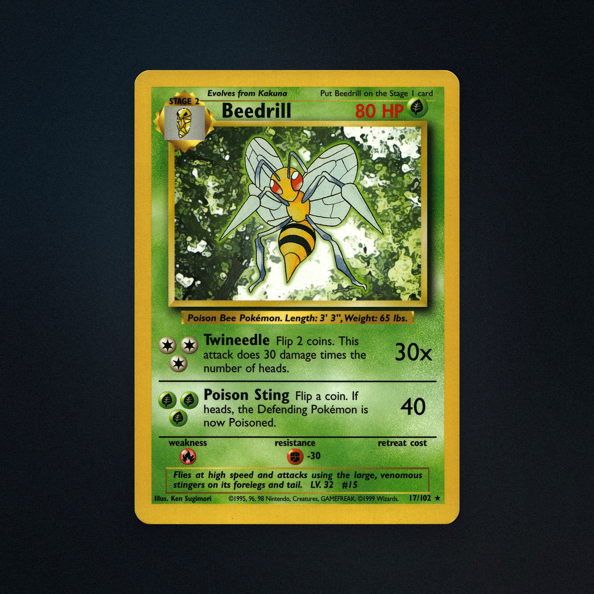 Pokemon TCG Beedrill 17/102 Base Near Mint front