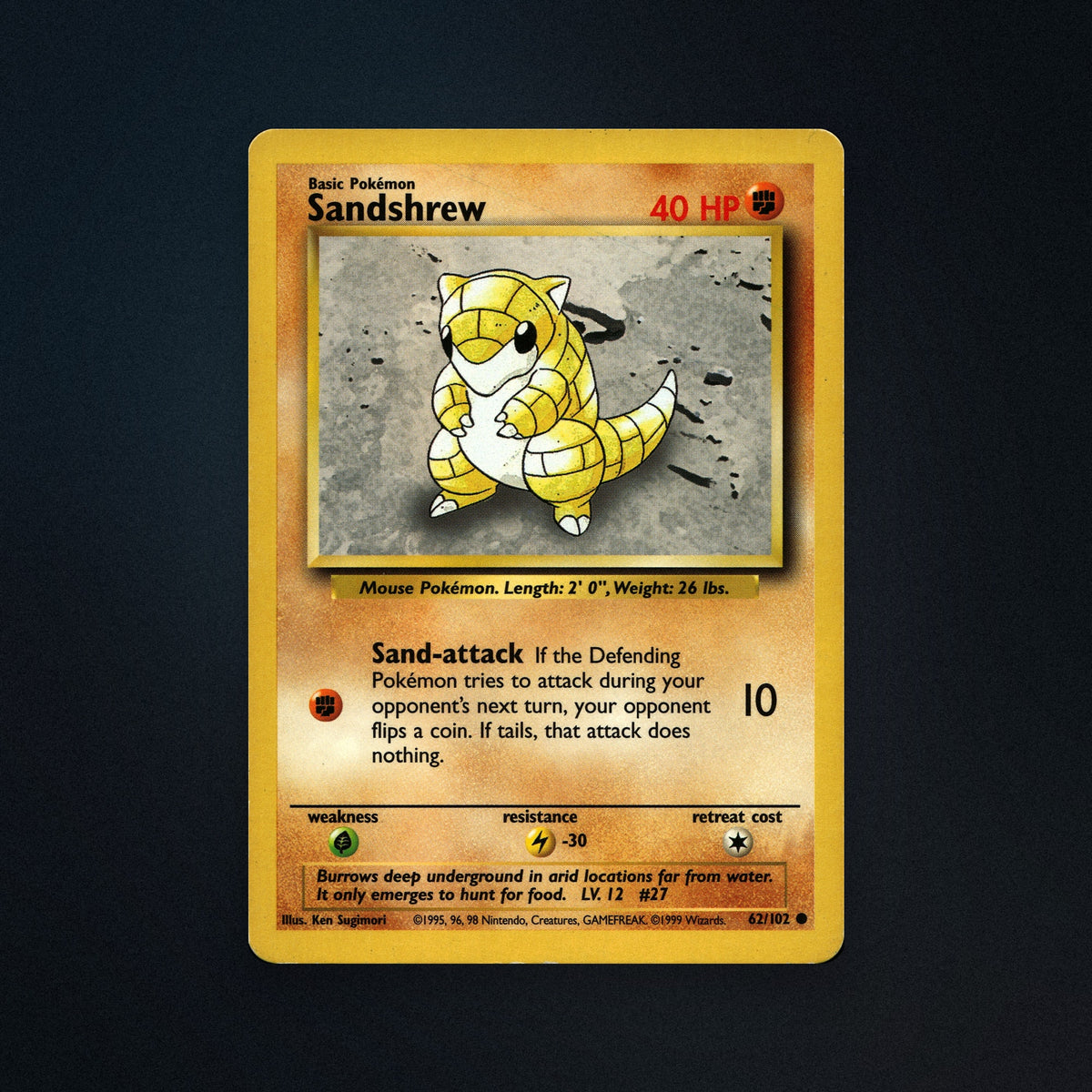 Pokemon TCG Sandshrew 62/102 Base Near Mint front