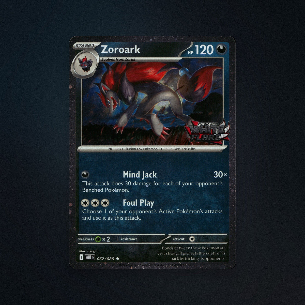 Pokemon TCG Zoroark 62/86 White Flare (WHT) Near Mint front