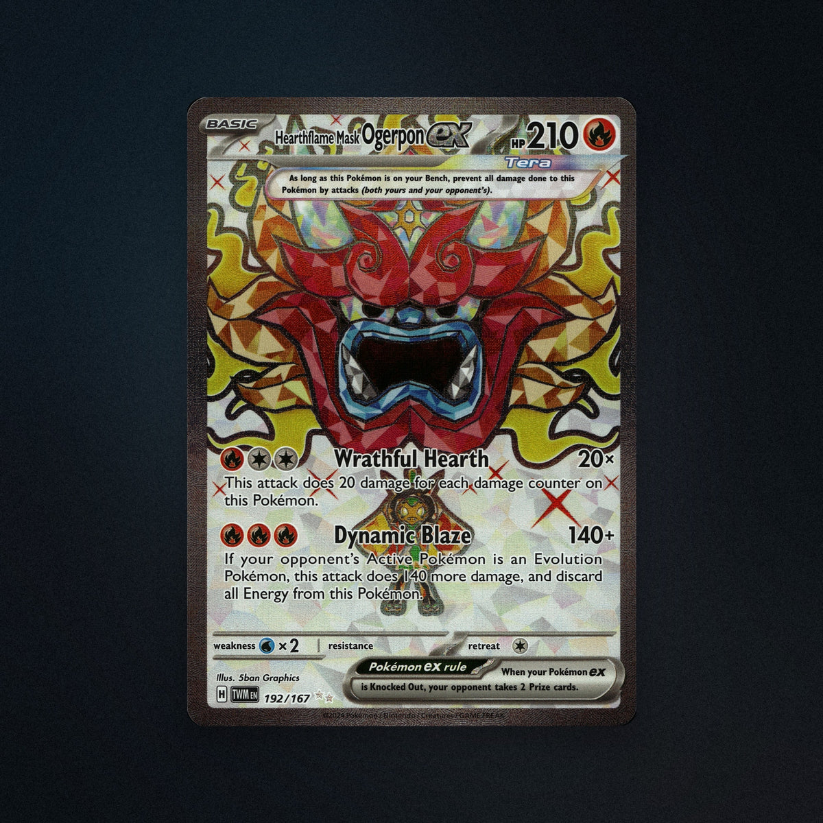 Pokemon TCG Hearthflame Mask Ogerpon ex 192/167 Twilight Masquerade (TWM) front