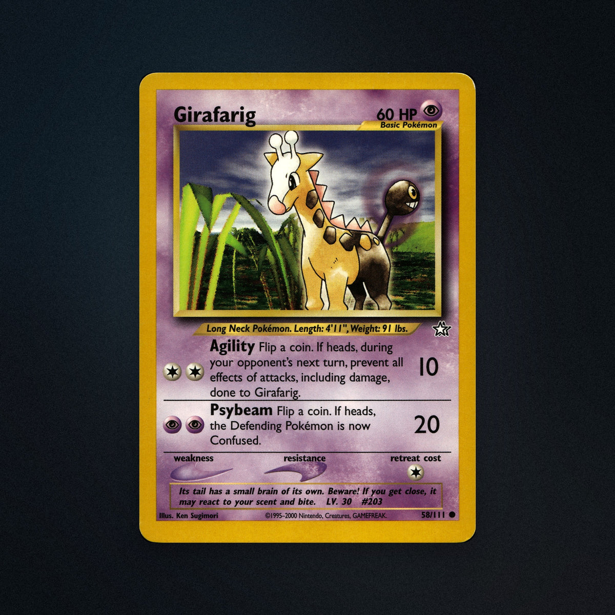 Pokemon TCG Girafarig 58/111 Neo Genesis Near Mint front
