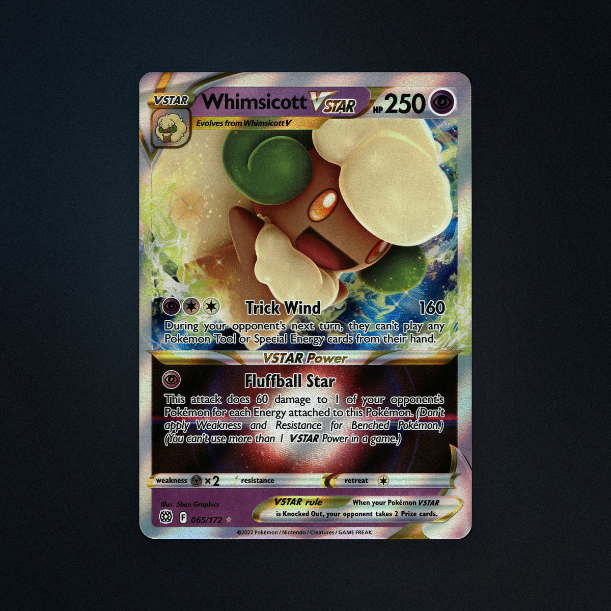 Pokemon TCG Whimsicott VSTAR 65/172 Brilliant Stars Near Mint front
