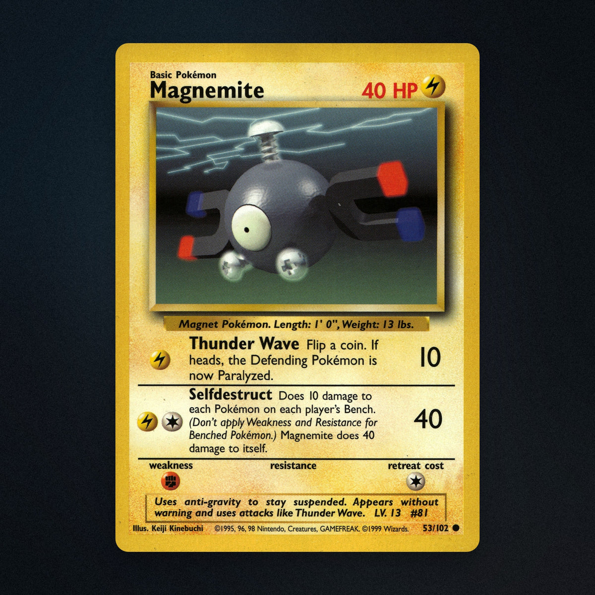 Magnemite Pokemon TCG 53/102 Base Lightly Played front