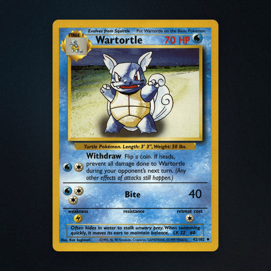 Wartortle Pokemon TCG 42/102 Base Lightly Played front