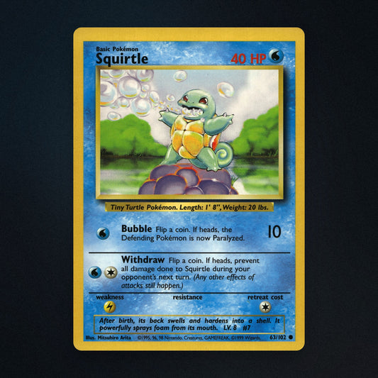 Squirtle Pokemon TCG 63/102 Base Moderately Played front