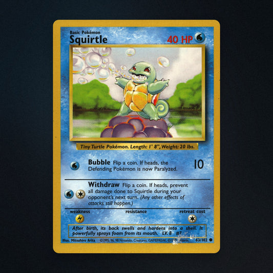 Squirtle Pokemon TCG 63/102 Base Lightly Played front