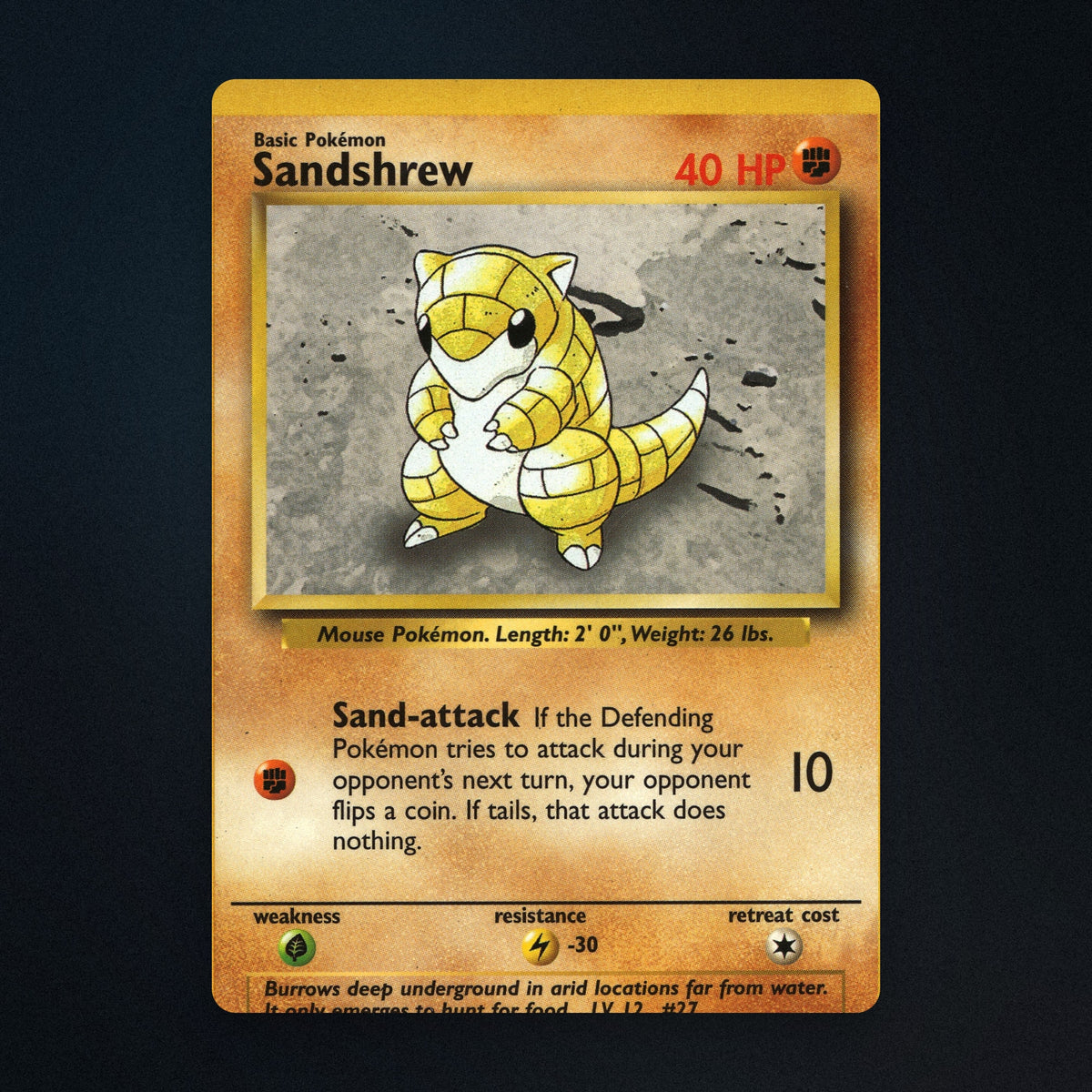 Sandshrew Pokemon TCG 62/102 Base Lightly Played front