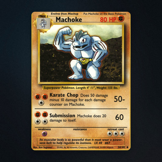 Machoke Pokemon TCG 34/102 Base Lightly Played front