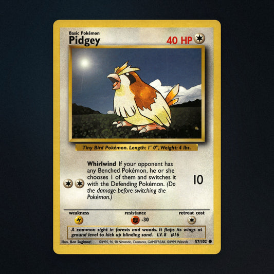 Pidgey Pokemon TCG 57/102 Base Lightly Played front