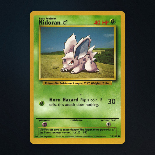 Nidoran ♂ Pokemon TCG 55/102 Base Heavily Played front