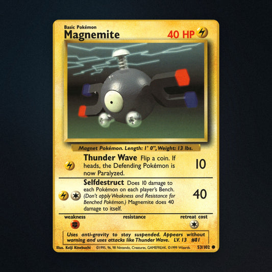Magnemite Pokemon TCG 53/102 Base Moderately Played front