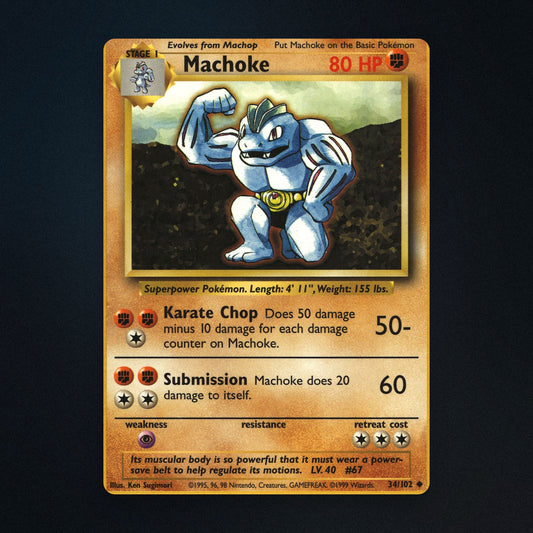 Machoke Pokemon TCG 34/102 Base Moderately Played front