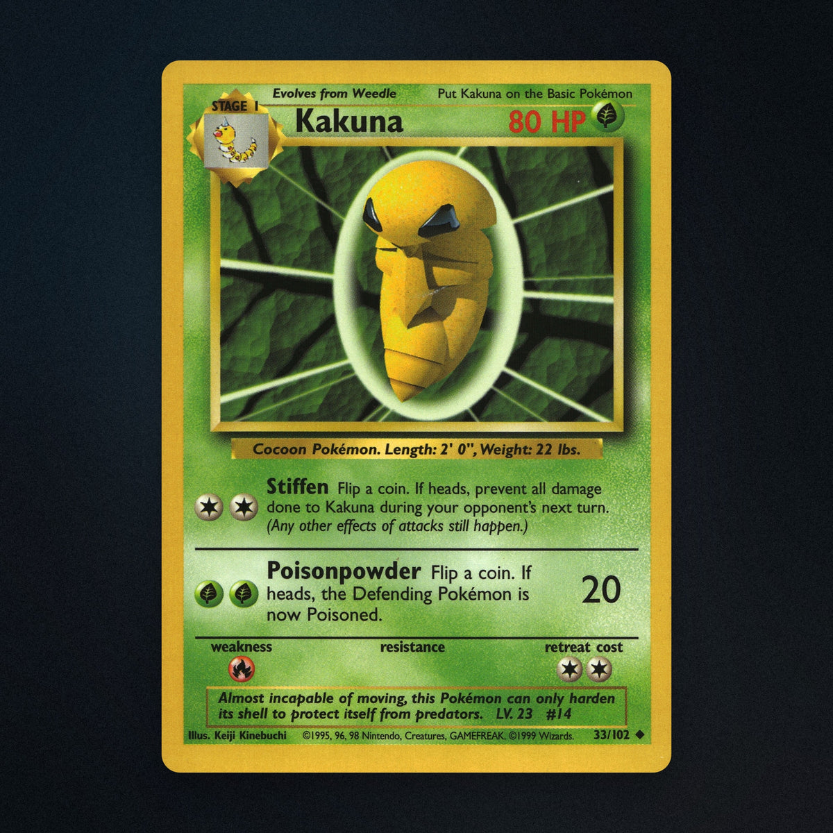 Kakuna Pokemon TCG 33/102 Base Moderately Played front