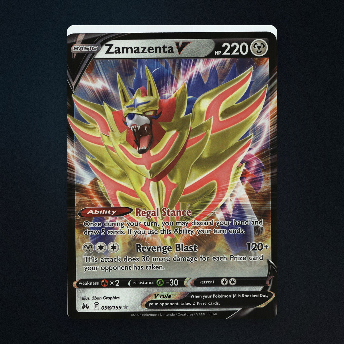 Zamazenta V Pokemon TCG 98/159 Crown Zenith Near Mint front