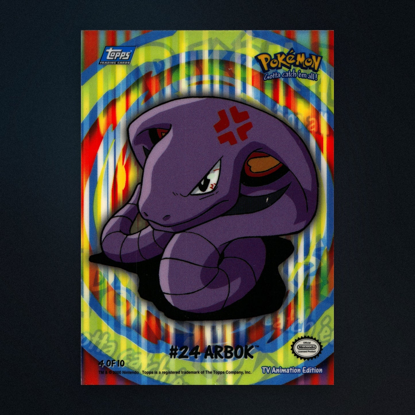 Arbok #24 - 1999 Topps Pokémon TV Animation Series 1 Silver Foil - Lightly Played front