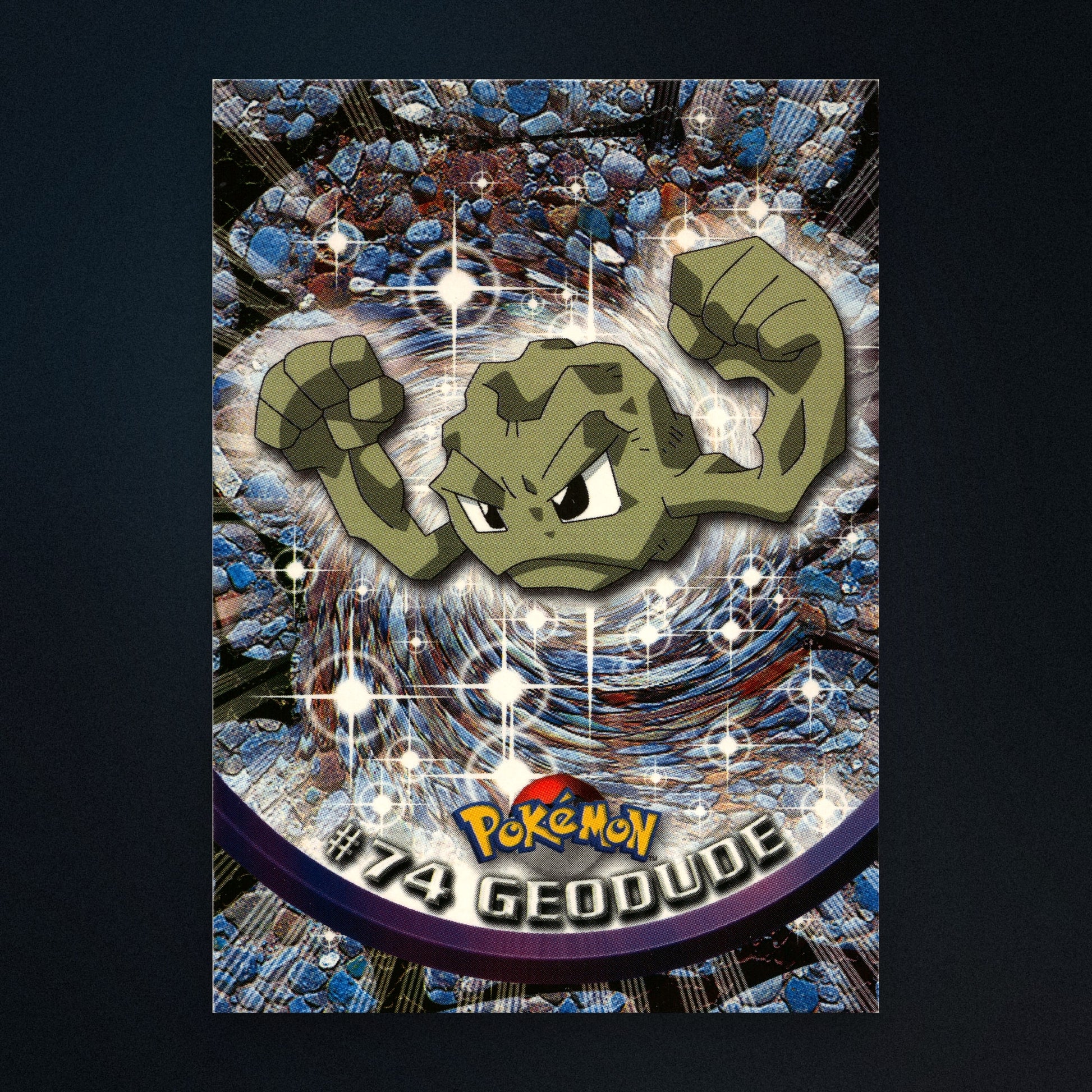Geodude #74 - 1999 Topps Pokémon TV Animation Series 1 Silver Foil - Moderately Played front