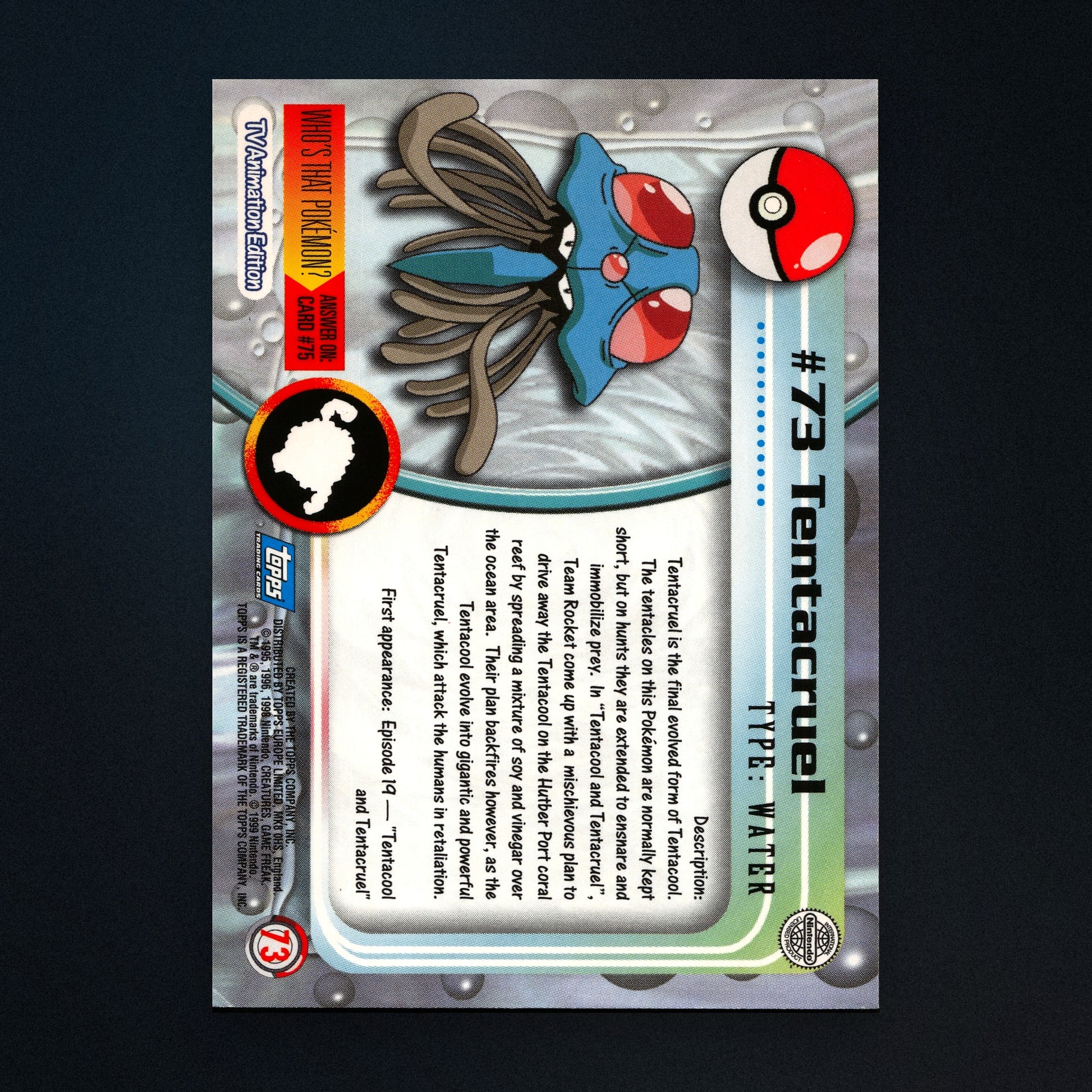 Tentacruel #73 - 1999 Topps Pokémon TV Animation Series 1 Silver Foil - Lightly Played back