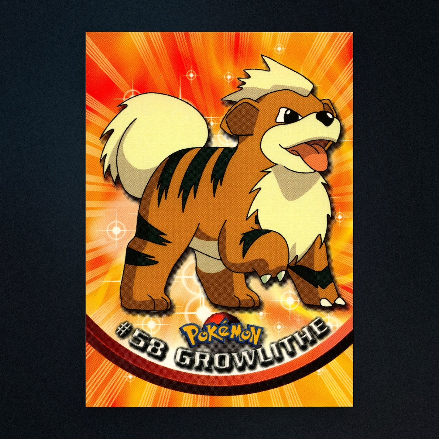Growlithe #58 - 1999 Topps Pokémon TV Animation Series 1 Silver Foil - Moderately Played front