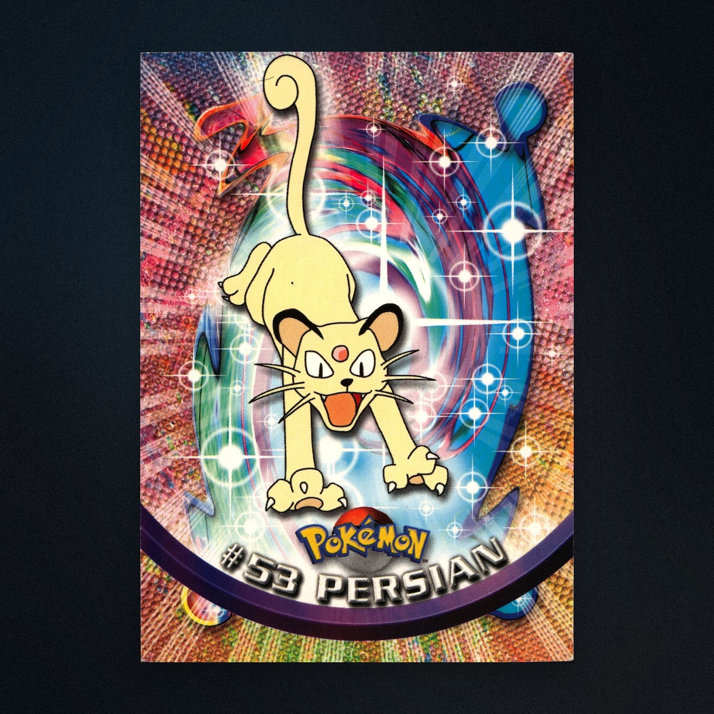 Persian #53 - 1999 Topps Pokémon TV Animation Series 1 Silver Foil - Moderately Played front