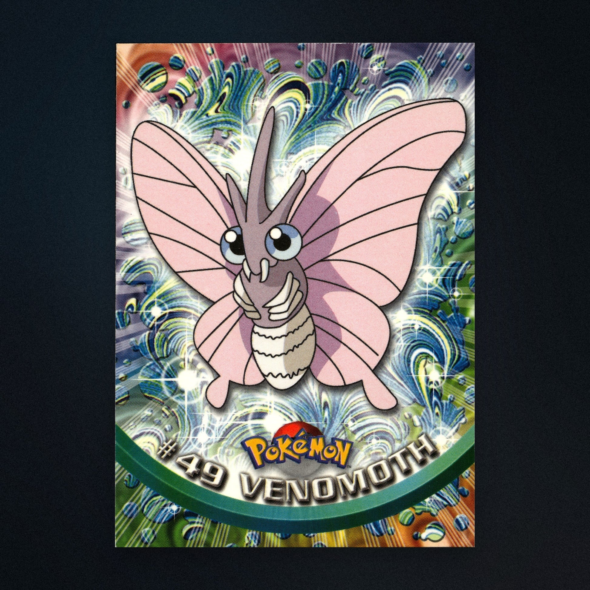 Venomoth #49 - 1999 Topps Pokémon TV Animation Series 1 Silver Foil - Moderately Played front