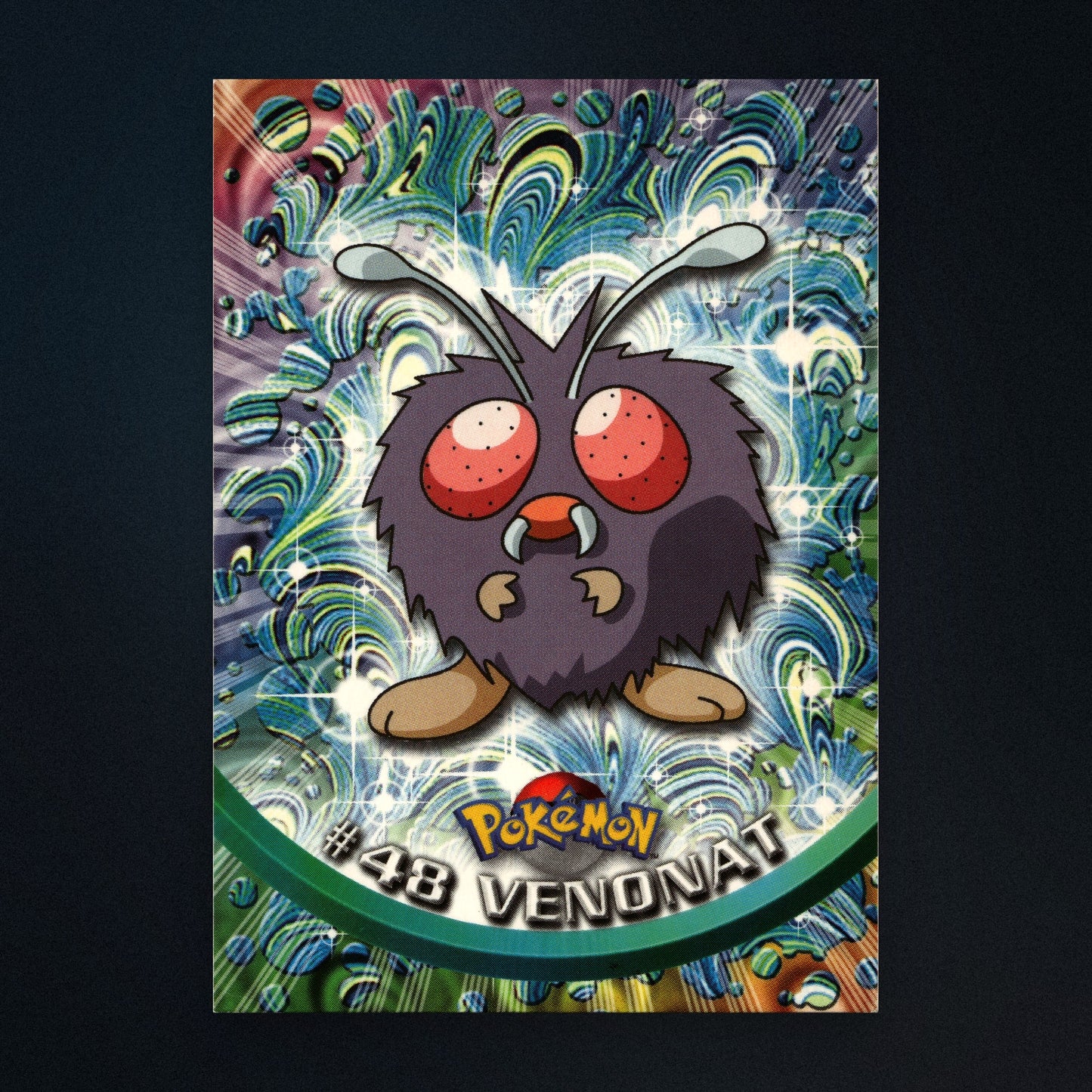 Venonat #48 - 1999 Topps Pokémon TV Animation Series 1 Silver Foil - Moderately Played front