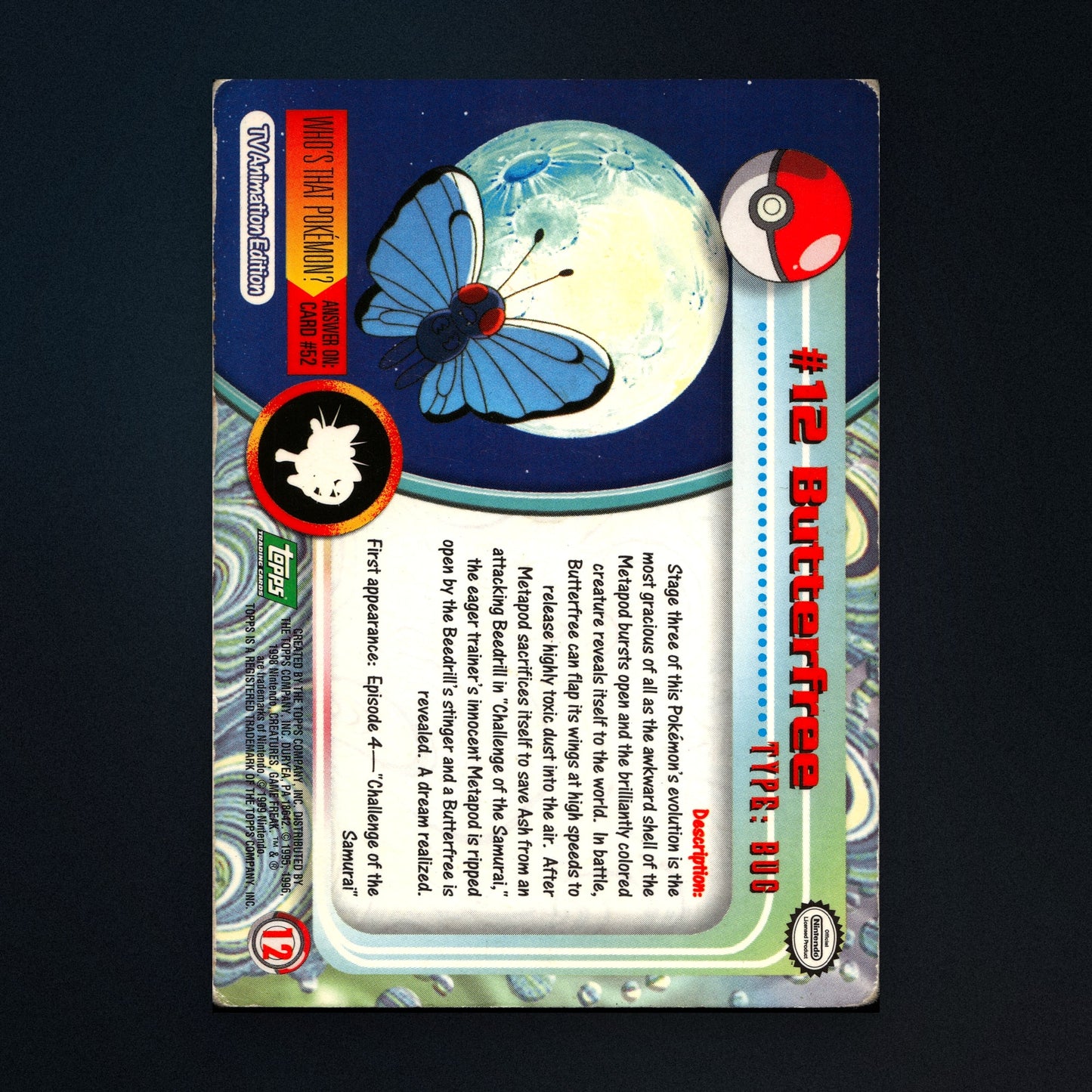 Butterfree #12 - 1999 Topps Pokémon TV Animation Series 1 Silver Foil - Moderately Played back