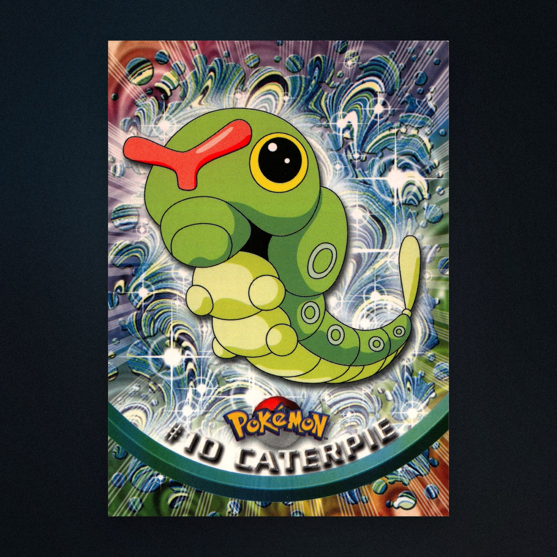 Caterpie #10 - 1999 Topps Pokémon TV Animation Series 1 Silver Foil - Moderately Played front