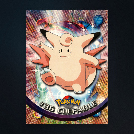 Clefable #36 - 1999 Topps Pokémon TV Animation Series 1 Silver Foil - Moderately Played front