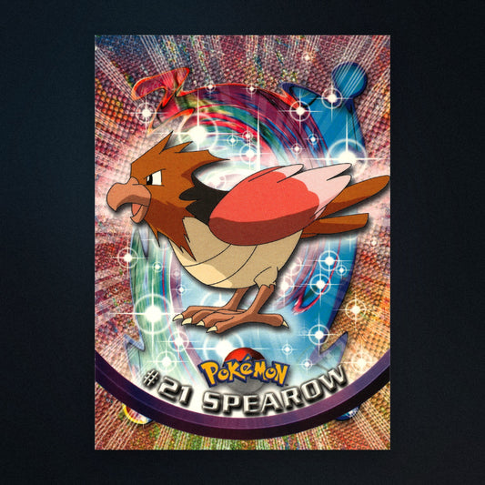 Spearow #21 - 1999 Topps Pokémon TV Animation Series 1 Silver Foil - Lightly Played front