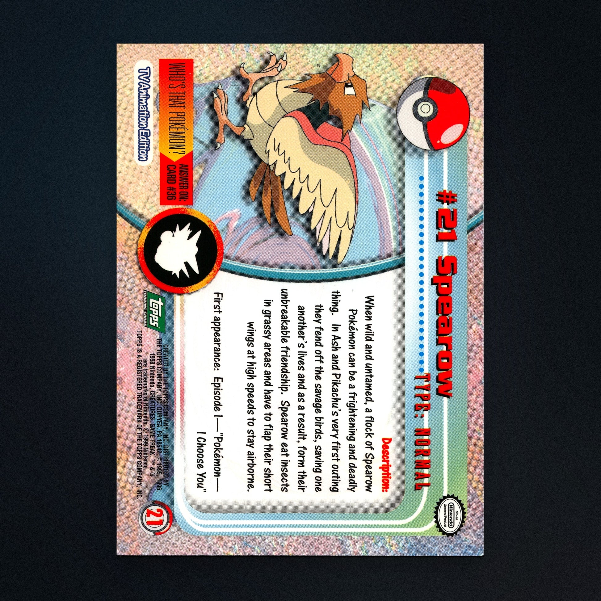 Raticate #20 - 1999 Topps Pokémon TV Animation Series 1 Silver Foil - Moderately Played back