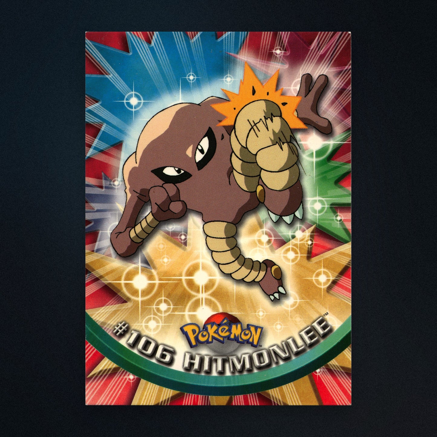Hitmonlee #106 - 2000 Topps Pokémon TV Animation Series 2 Silver Foil - Lightly Played front