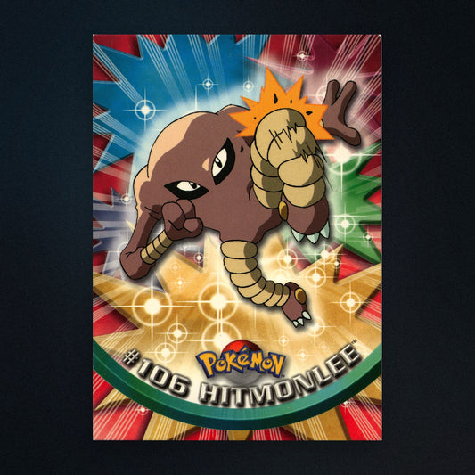Hitmonlee #106 - 2000 Topps Pokémon TV Animation Series 2 Silver Foil - Lightly Played front