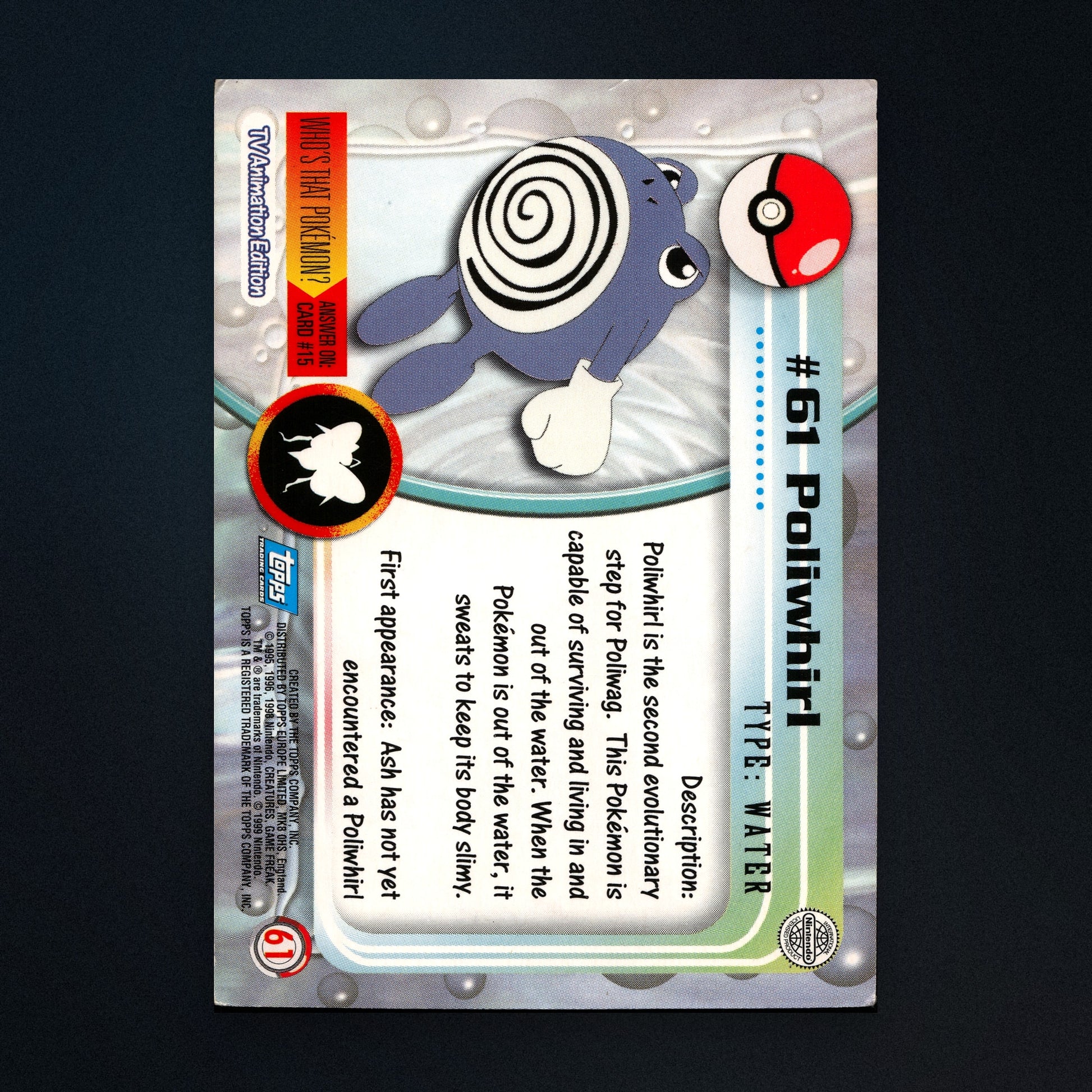 Poliwag #60 - 1999 Topps Pokémon TV Animation Series 1 Silver Foil - Moderately Played back
