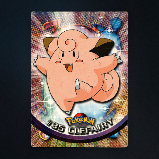 Clefairy #35 - 1999 Topps Pokémon TV Animation Series 1 Silver Foil - Heavily Played front