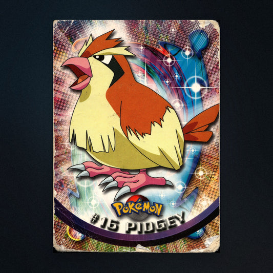 Pidgey #16 - 1999 Topps Pokémon TV Animation Series 1 Silver Foil - Heavily Played front