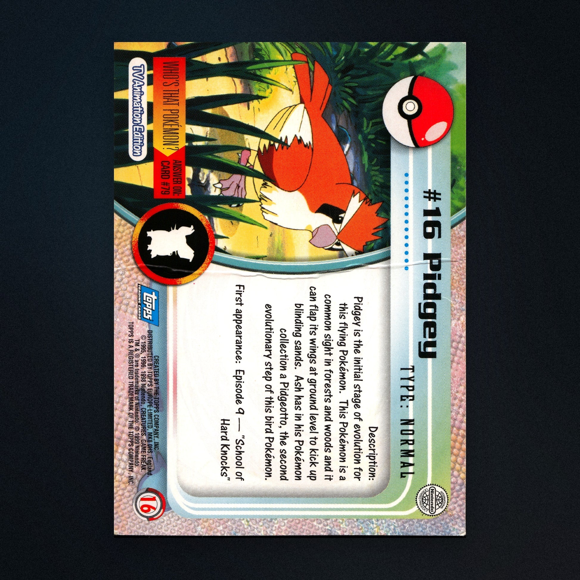 Pidgeotto #17 - 1999 Topps Pokémon TV Animation Series 1 Silver Foil - Moderately Played back