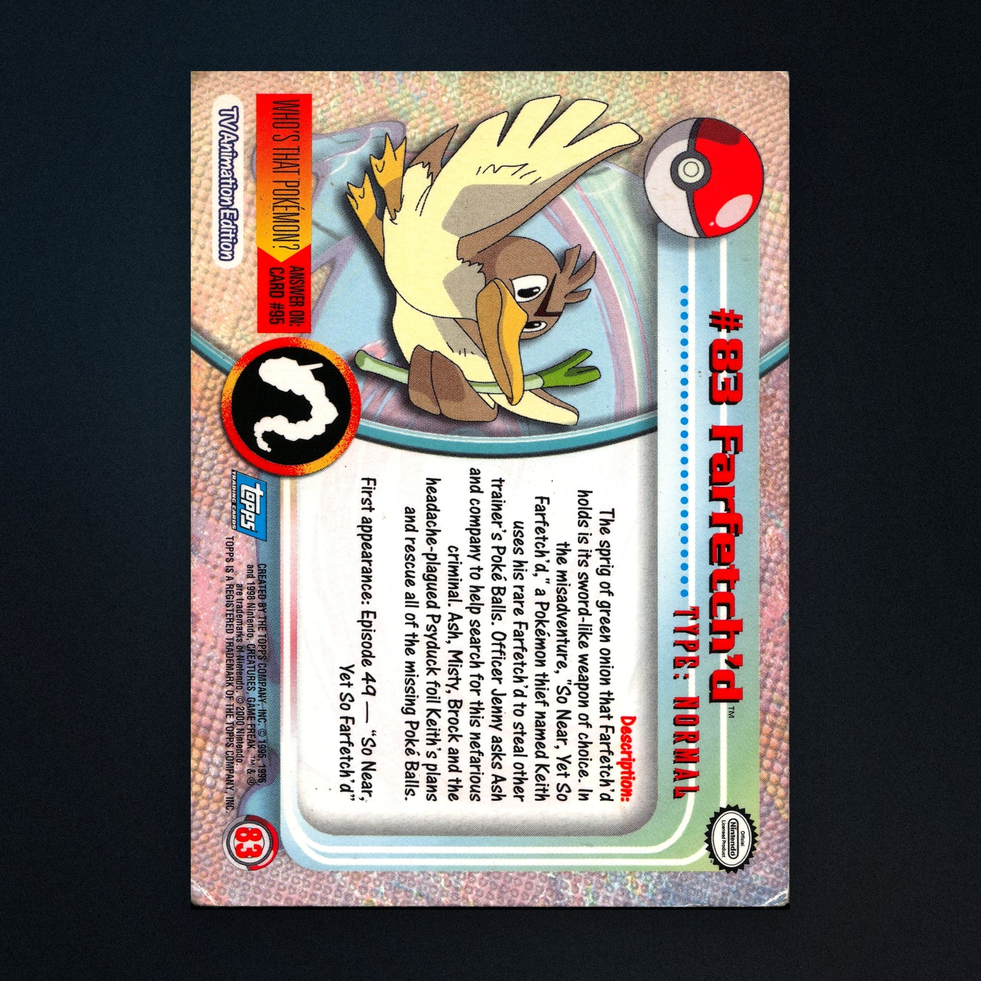 Farfetch’d #83 - 2000 Topps Pokémon TV Animation Series 2 Silver Foil - Heavily Played back