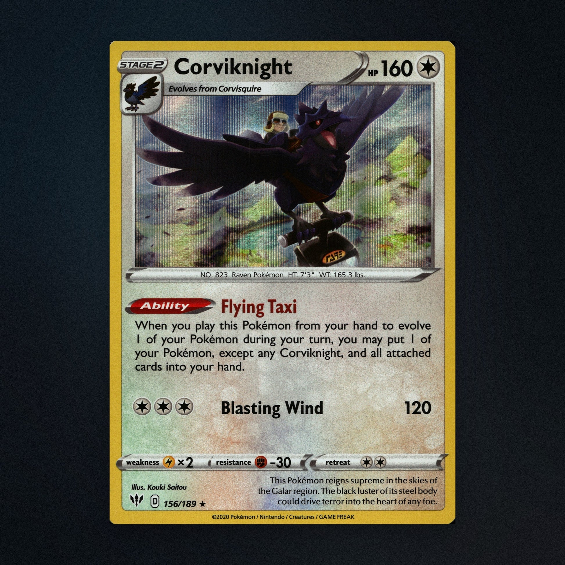 Corviknight - 156/189 - Darkness Ablaze - Holo - Near Mint front