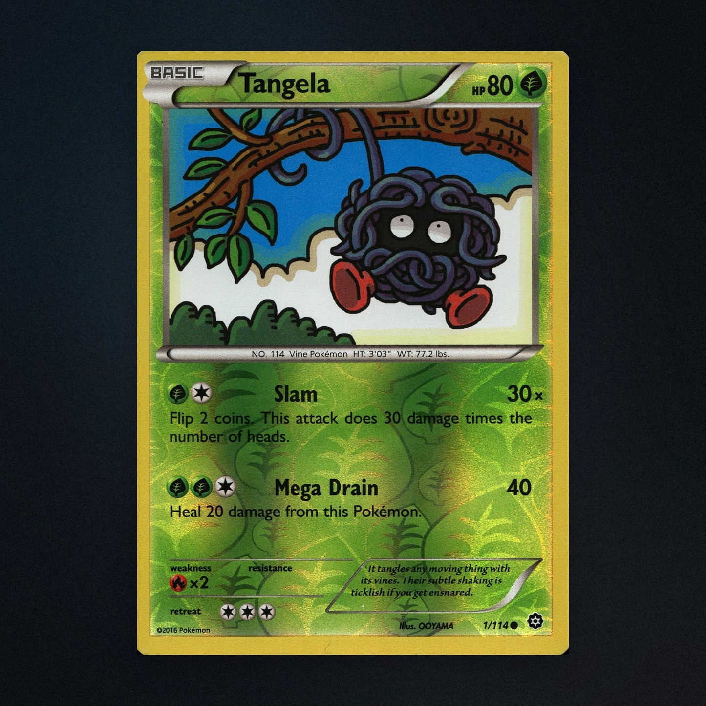 Tangela - 1/114 - Steam Siege - Reverse Holo - Moderately Played front