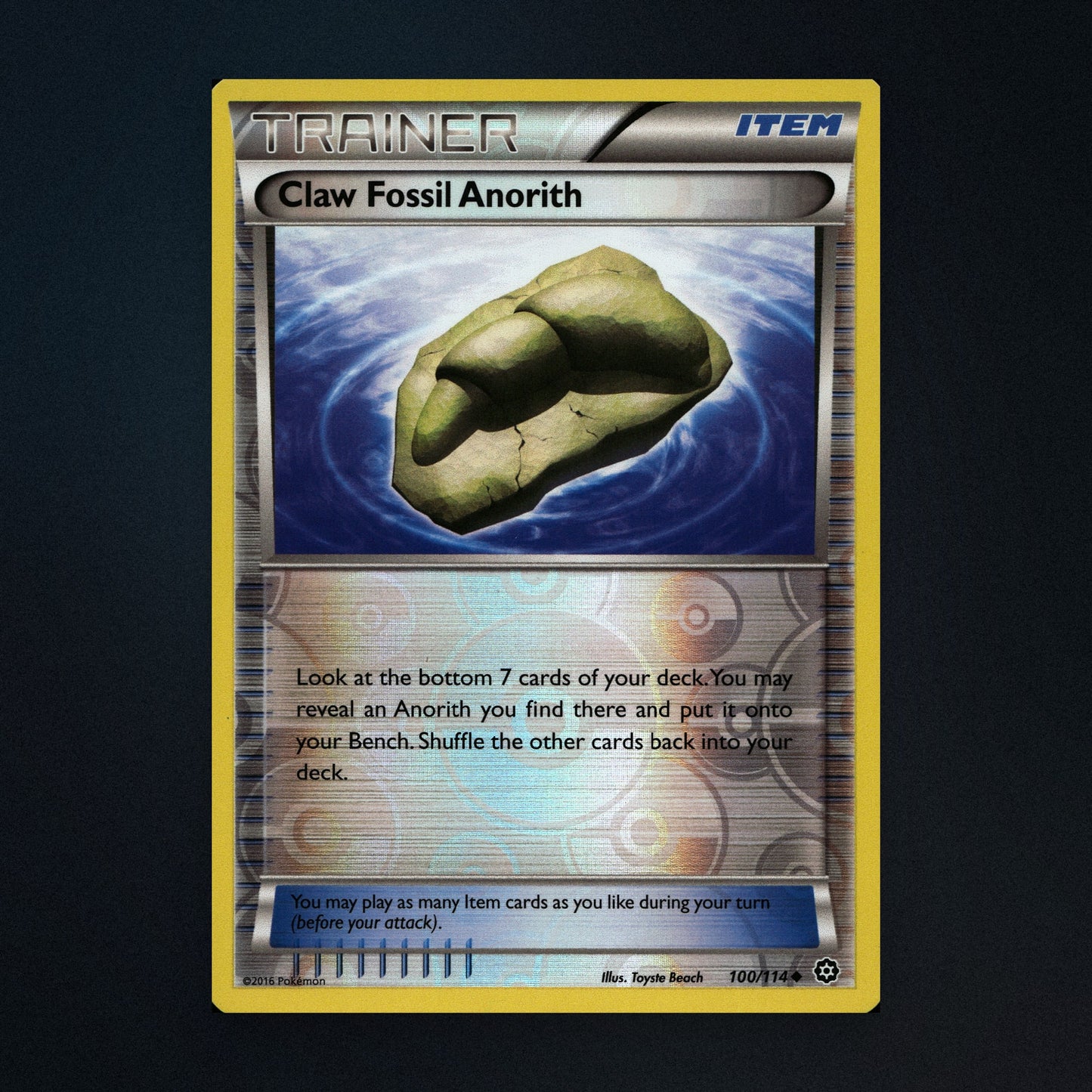 Claw Fossil Anorith - 100/114 - Steam Siege - Reverse Holo - Lightly Played front