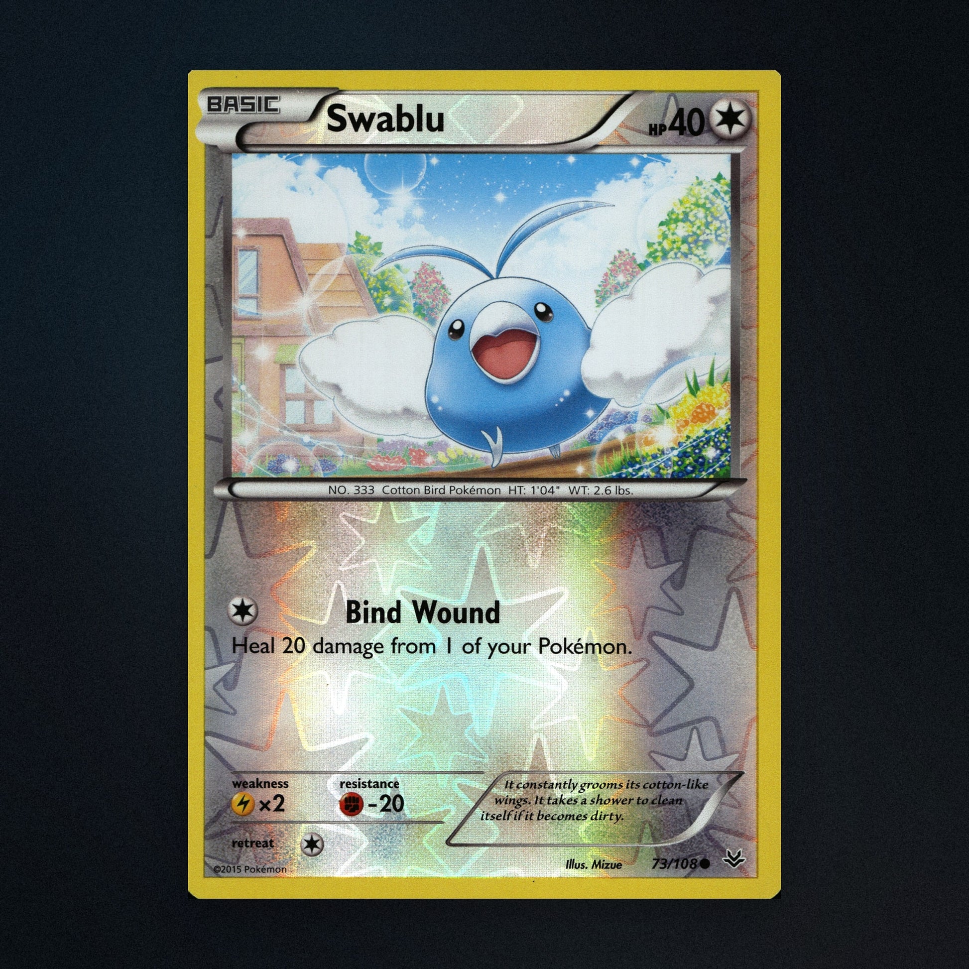 Swablu - 73/108 - Roaring Skies - Reverse Holo - Moderately Played front