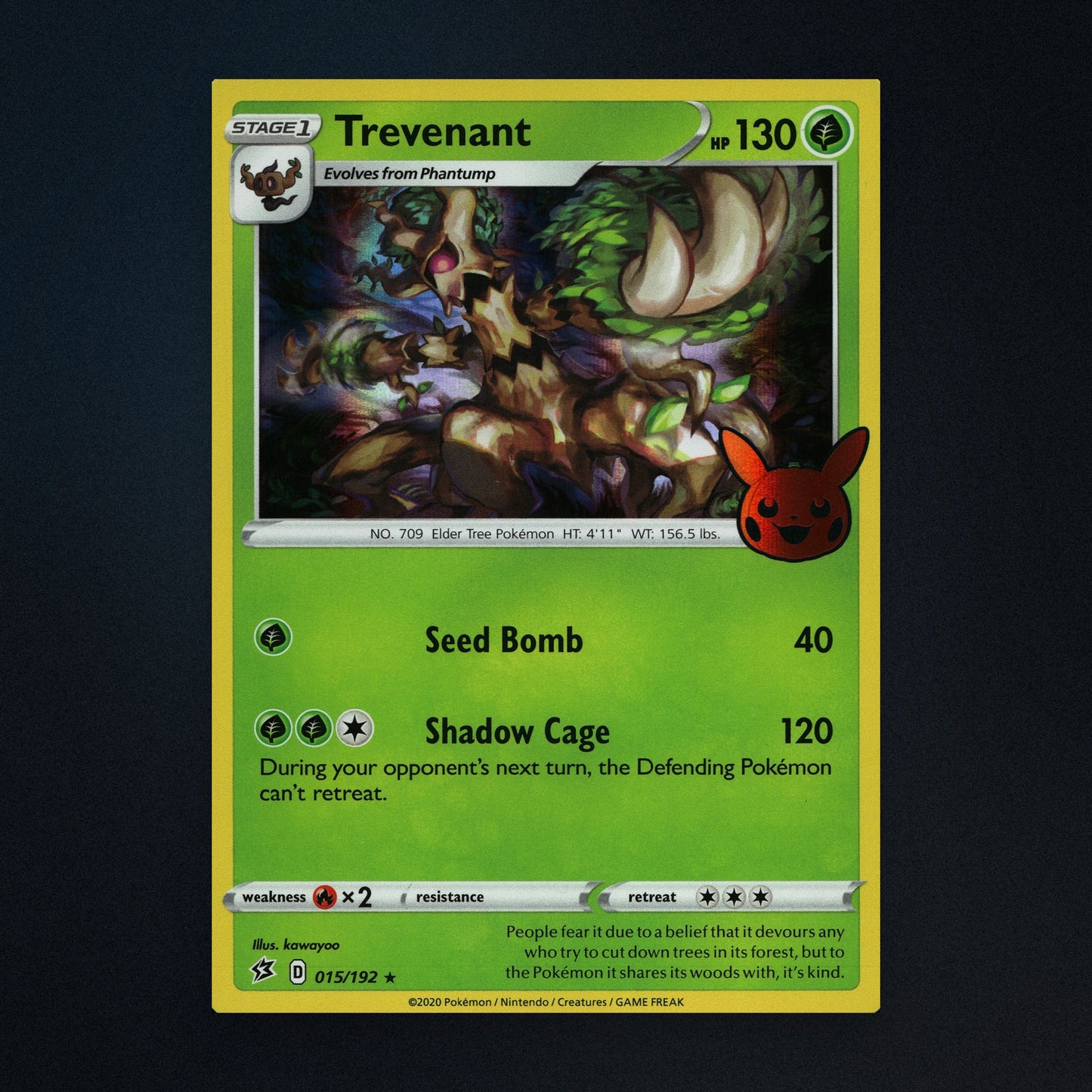 Trevenant - 015/192 - Rebel Clash - Pokemon Day 2025 Stamped Holo - Lightly Played front