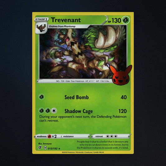 Trevenant - 015/192 - Rebel Clash - Pokemon Day 2025 Stamped Holo - Lightly Played front