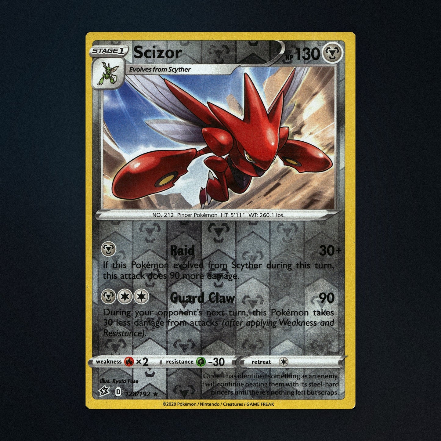 Scizor - 128/192 - Rebel Clash - Reverse Holo - Lightly Played front