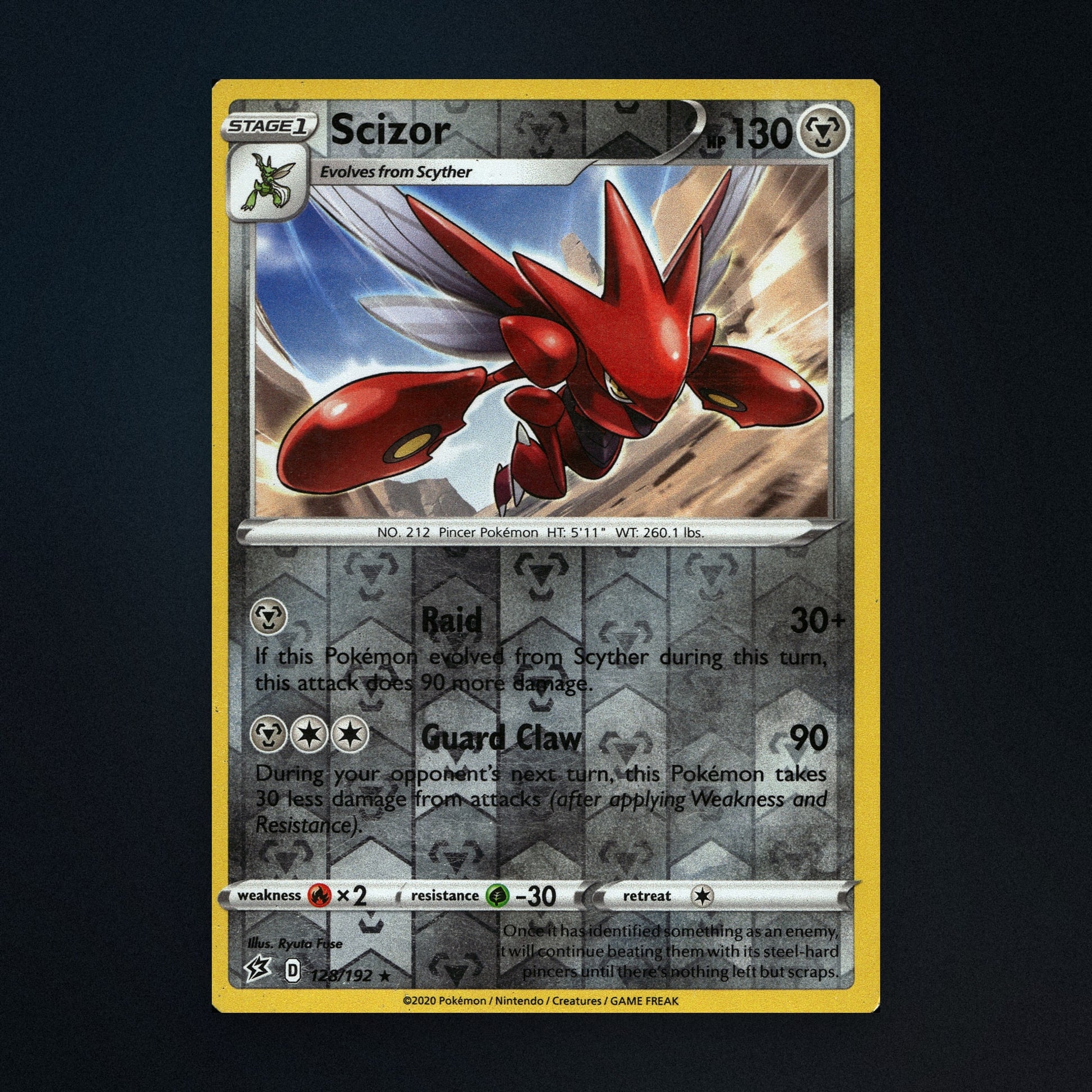 Scizor - 128/192 - Rebel Clash - Reverse Holo - Lightly Played front