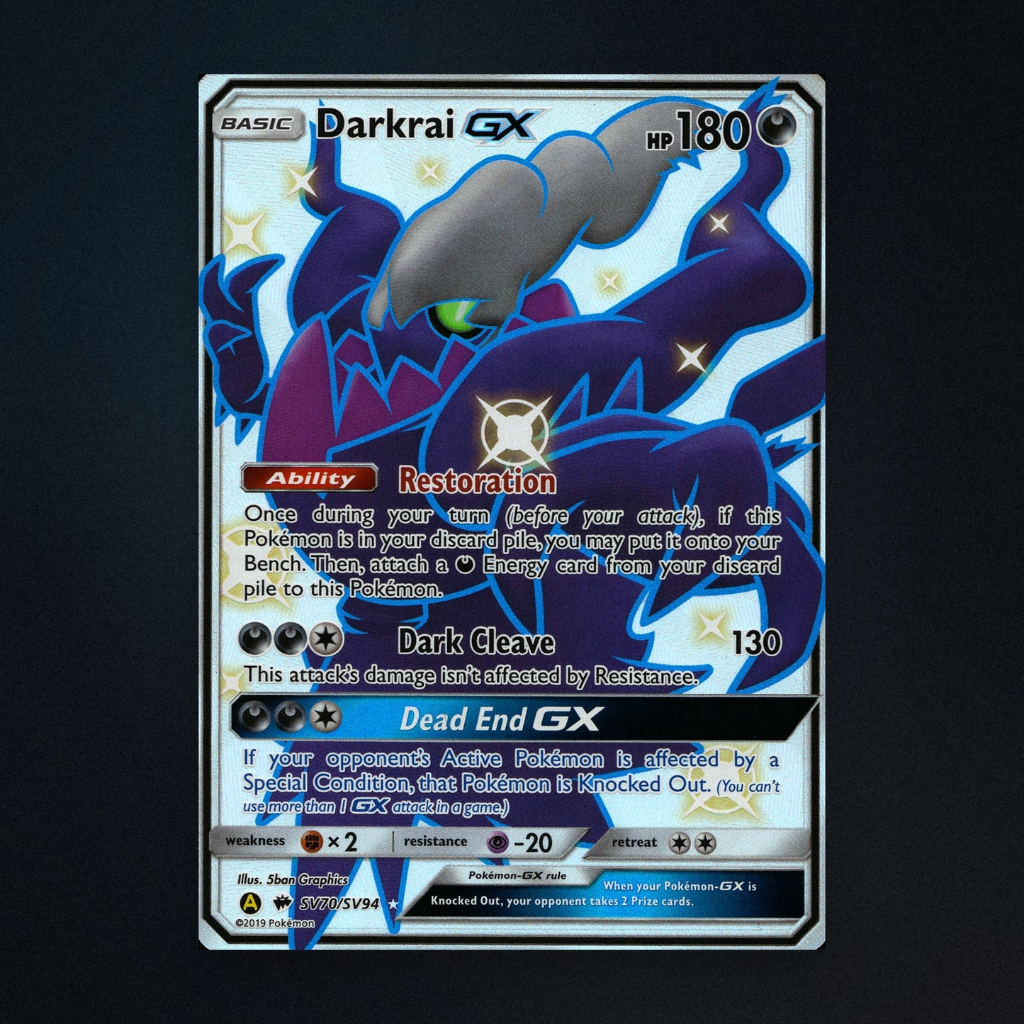 Darkrai GX - SV70/SV94 - Hidden Fates Shiny Vault - Shiny Vault Full Art Holo - Near Mint front