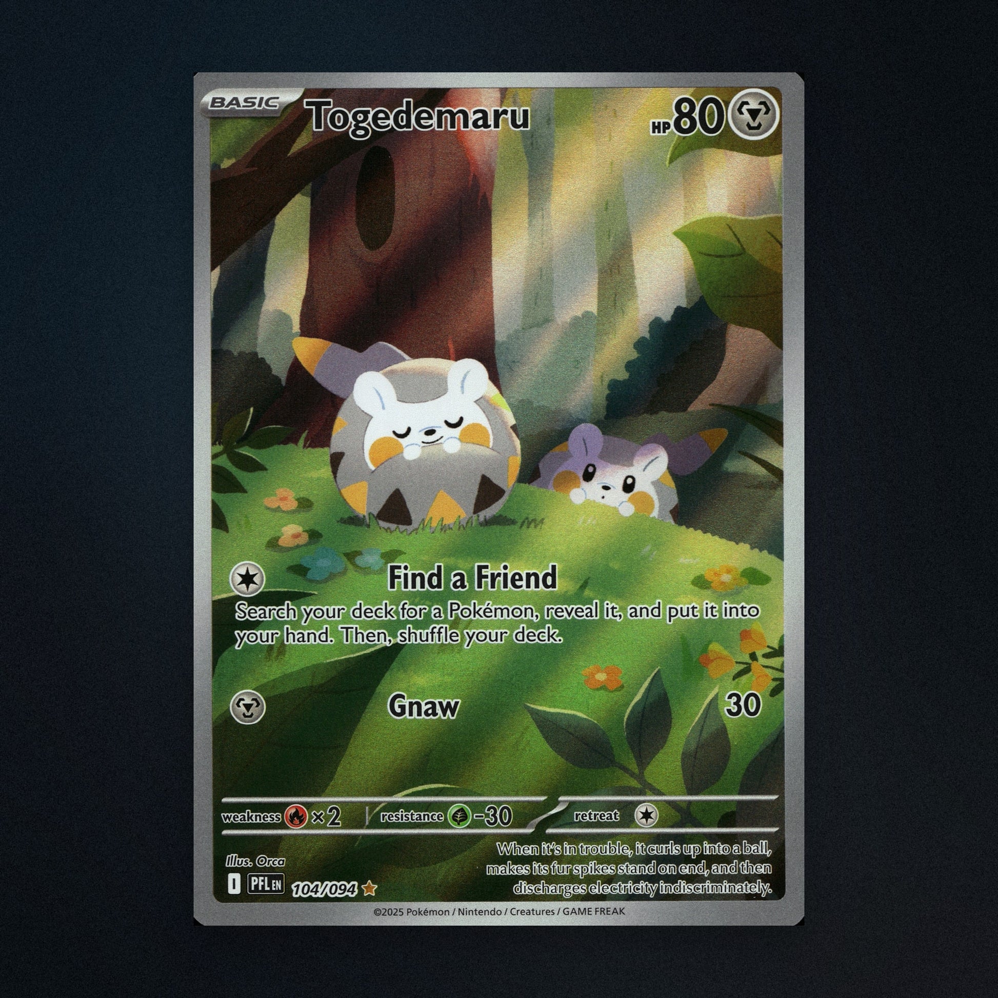 Togedemaru - 104/94 - Phantasmal Flames - Illustration Rare Holo - Near Mint front